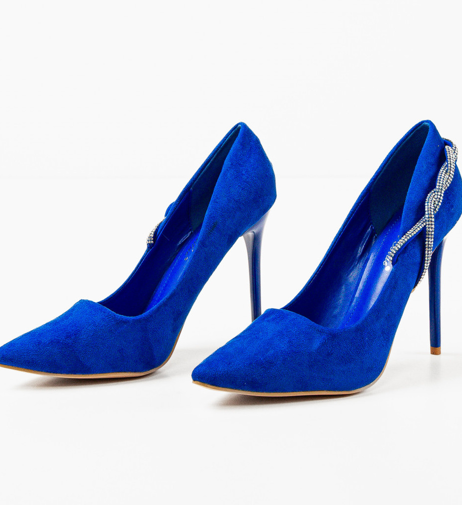 Pantofi Dama Barnes Albastri Eleganți - imagine 3