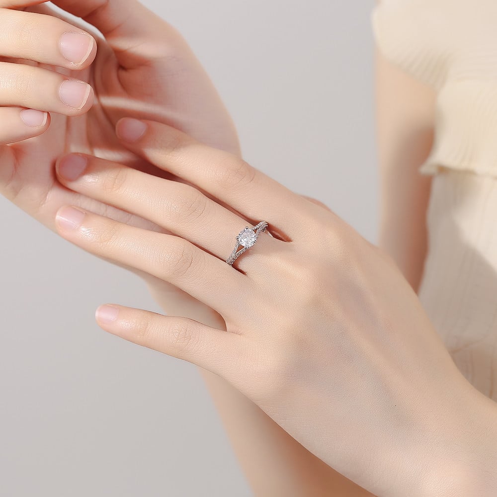 Inel Argint Delis Placat cu Rodiu - Model Elegant - imagine 2