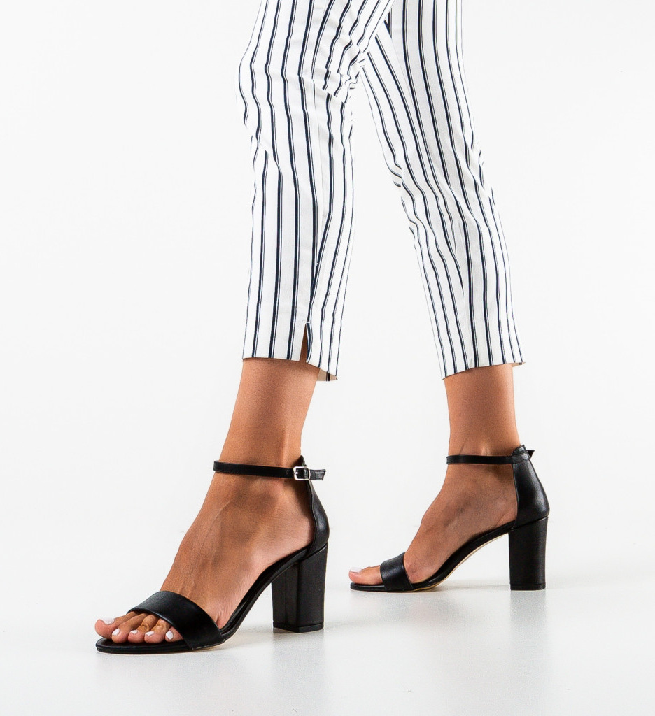 Sandale Dama Negre cu Toc Elegante Sambelar - imagine 2