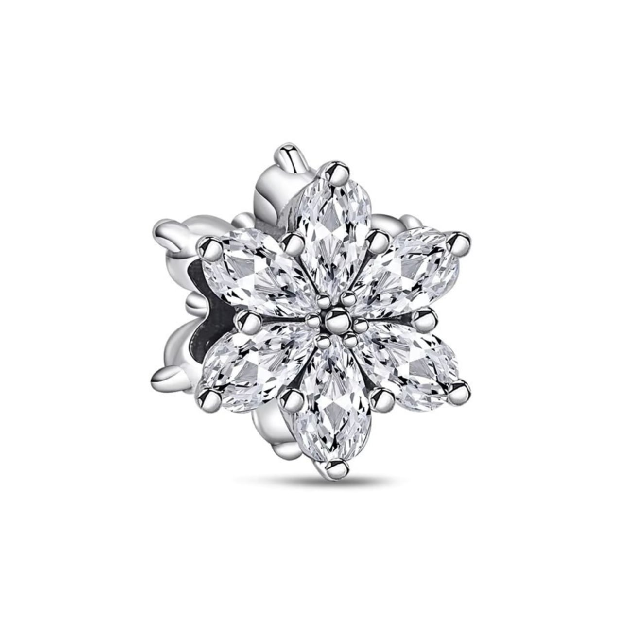 Charm Argint Floare Delis | Design Placat Rodiu