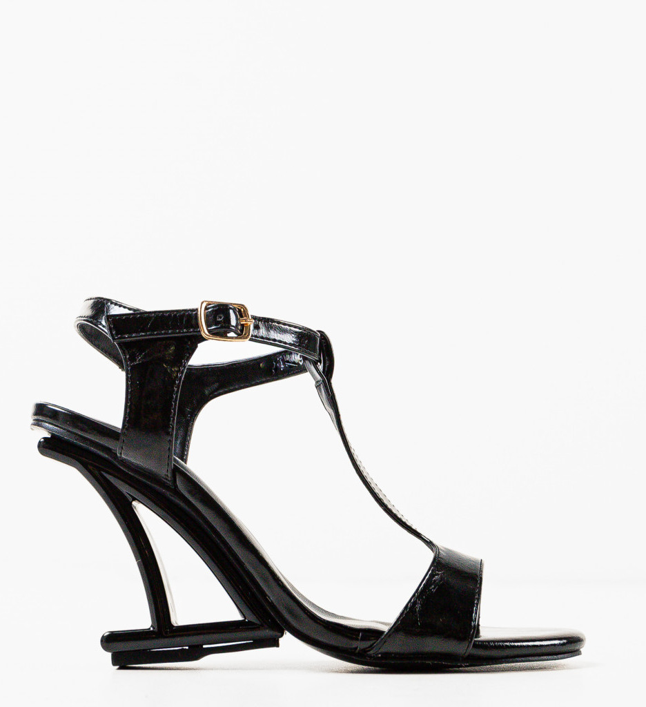 Sandale Zoya Negre cu Toc Elegante - imagine 4