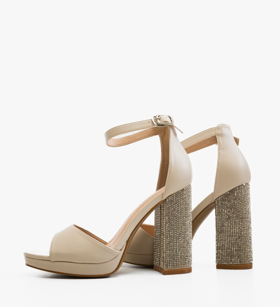 Sandale Dama Jazar Bej Elegante cu Toc - imagine 3