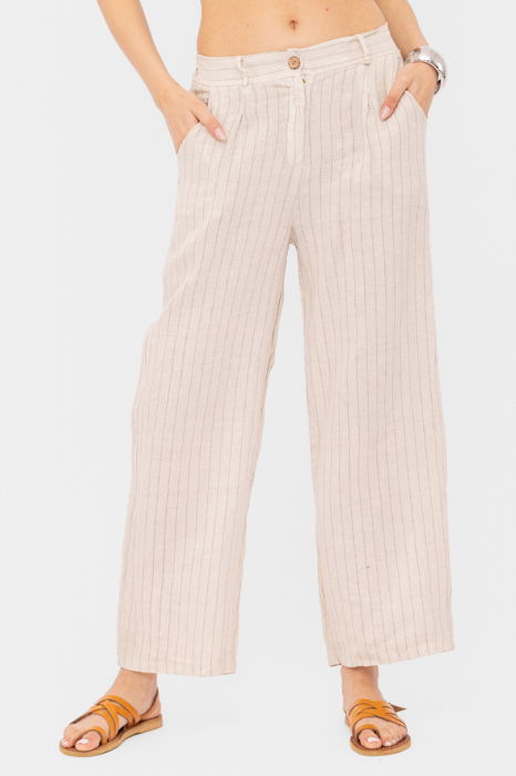 Pantaloni din In Bej | Eleganță de Vară - Shopika
