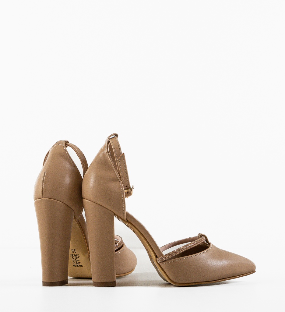 Pantofi Samora Nude Eleganți - Toc Comfort - imagine 6