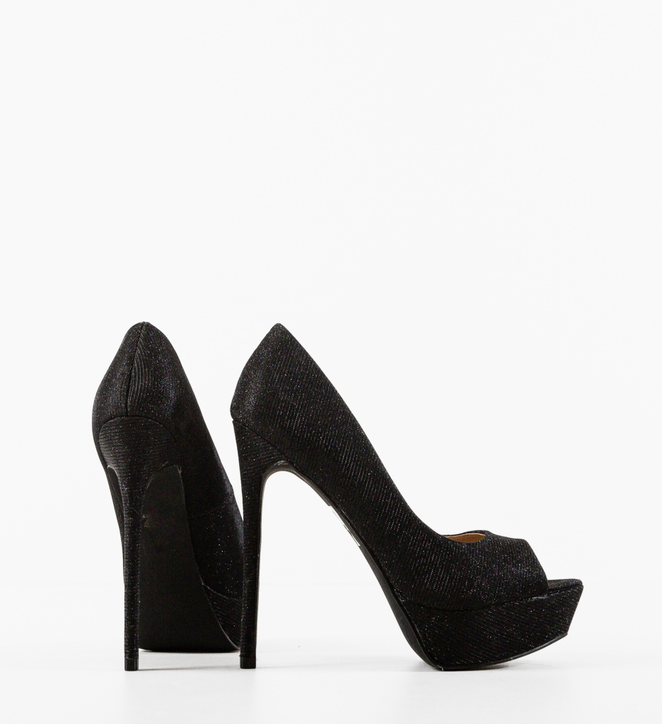 Pantofi Ferguson Negri Eleganți cu Toc - imagine 6