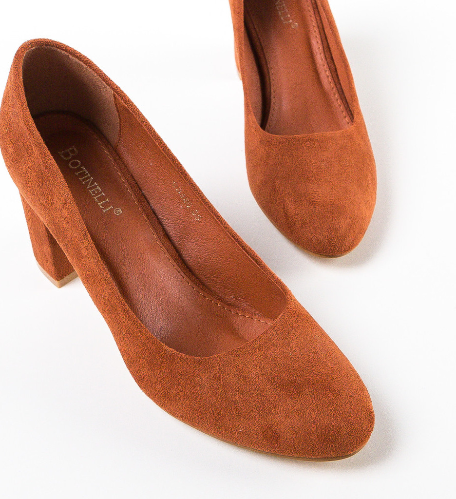 Pantofi dama Kyla Camel cu toc elegant - imagine 6