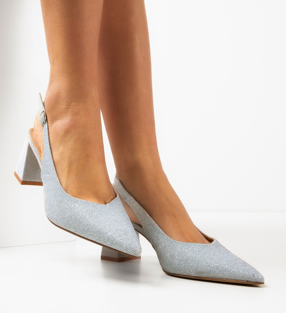 Pantofi Dama Terminak Argintii Eleganți - imagine 2