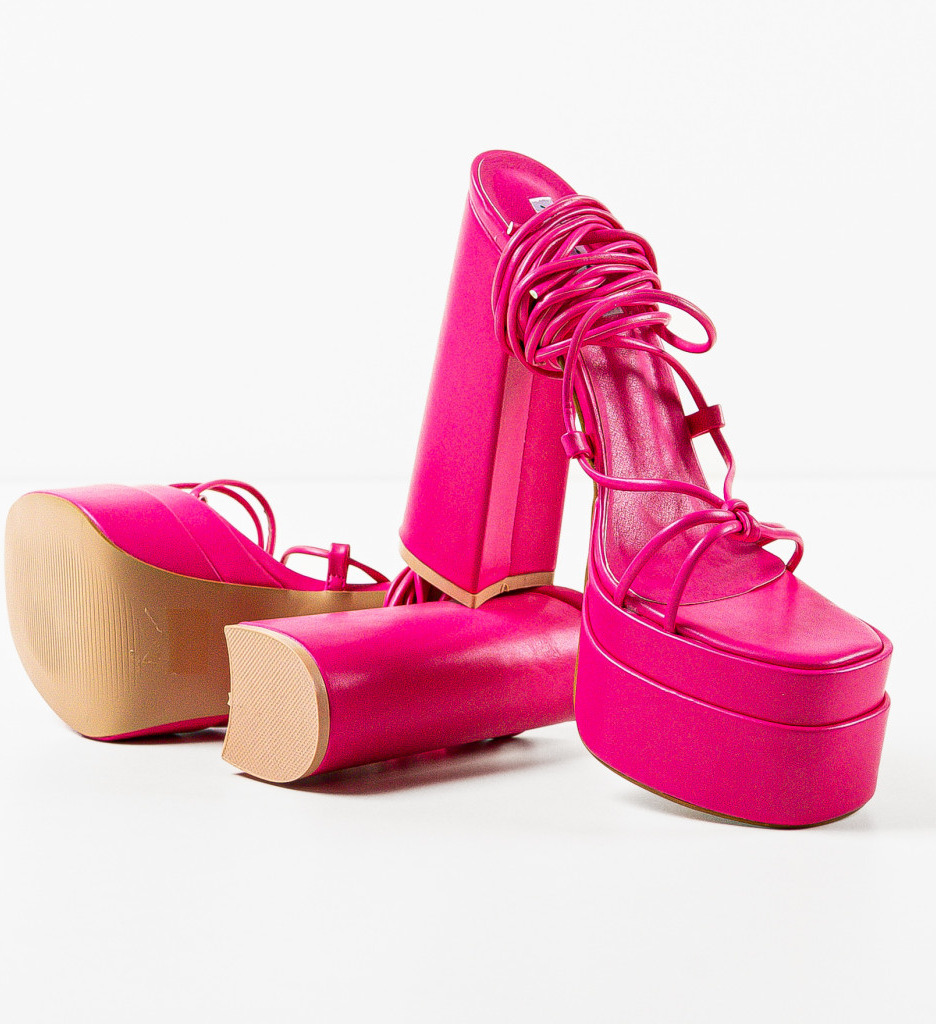 Sandale French Roz cu Toc Elegante - imagine 5