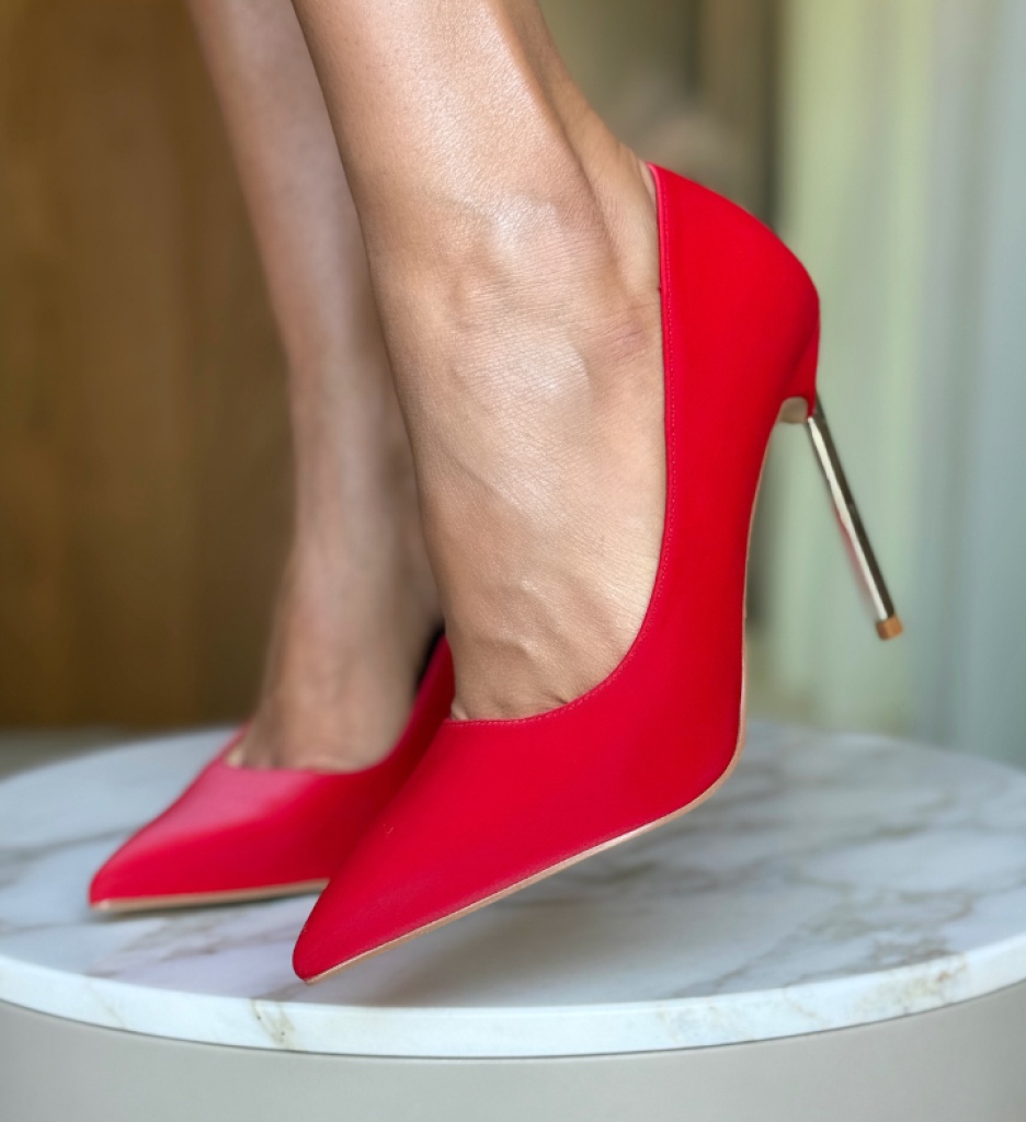 Pantofi Totto Rosii cu Toc Eleganti - imagine 3