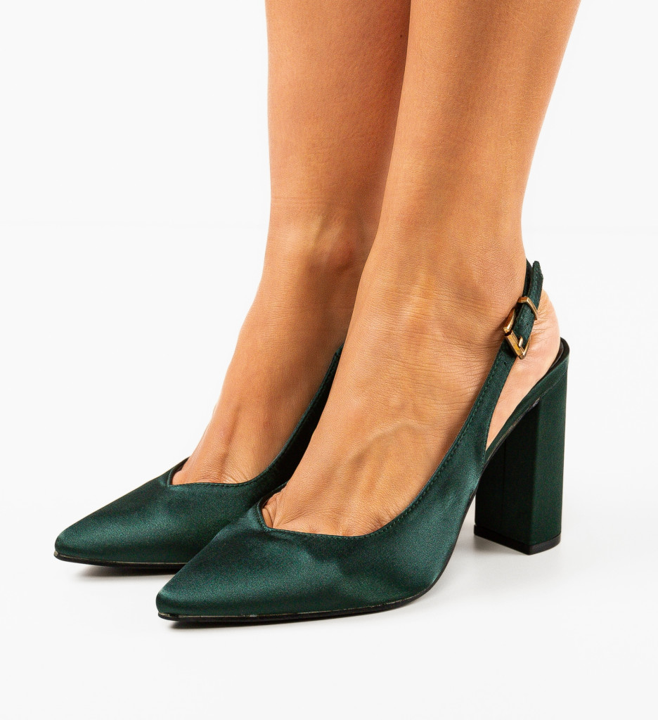 Pantofi Anhelina Verzi cu Toc Eleganți - imagine 3