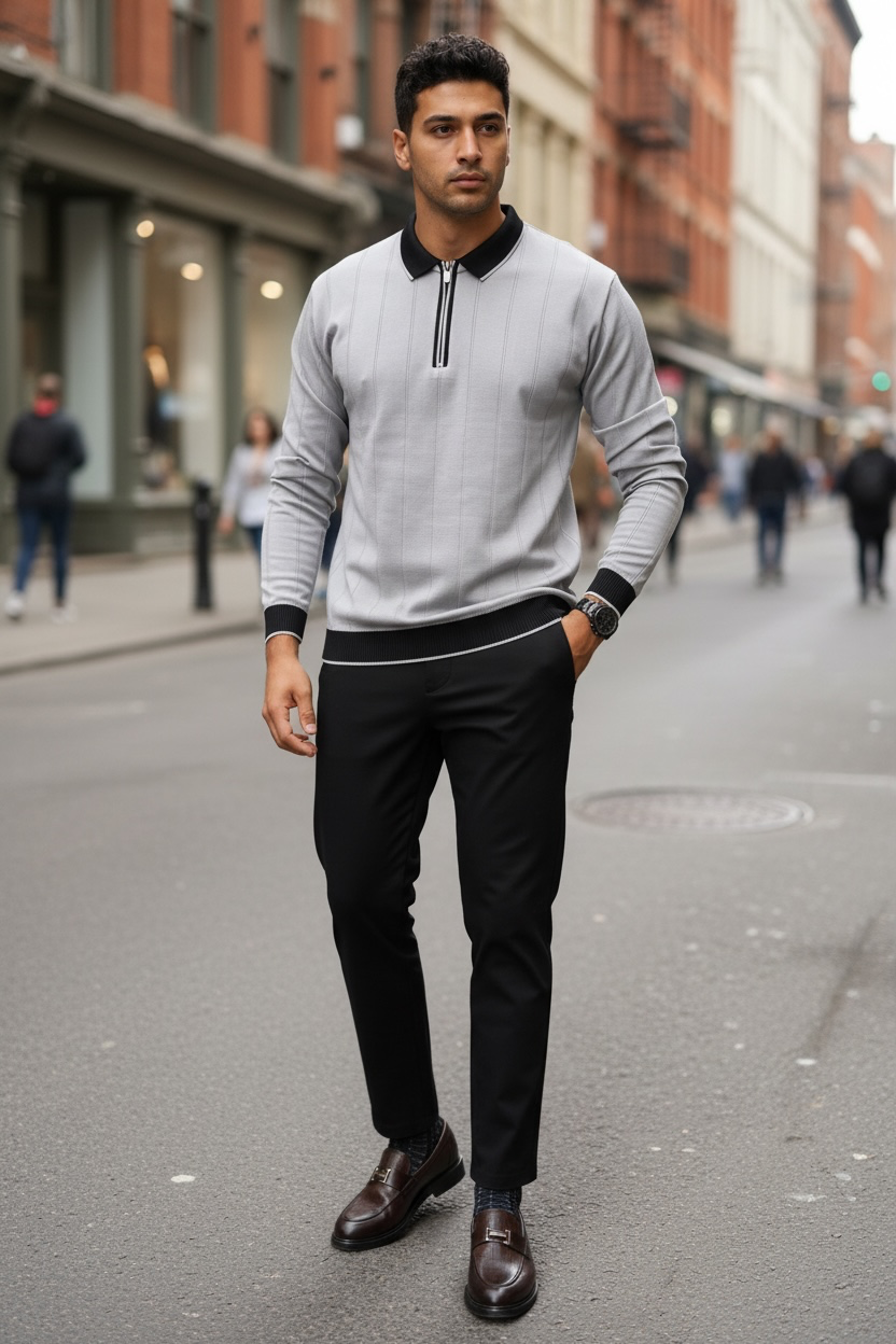 Bluza barbati gri slim fit S118 D2-1.3