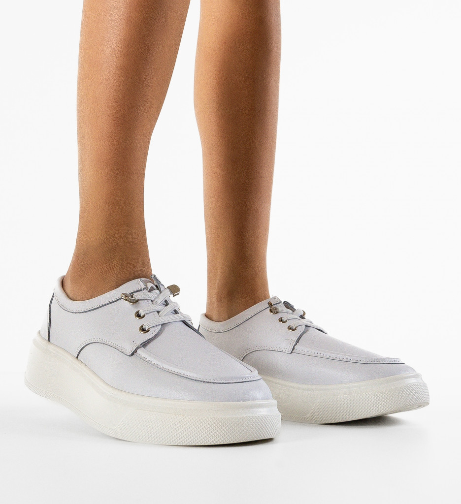 Pantofi Casual Dama Naenia Albi | Confort si Stil - imagine 2
