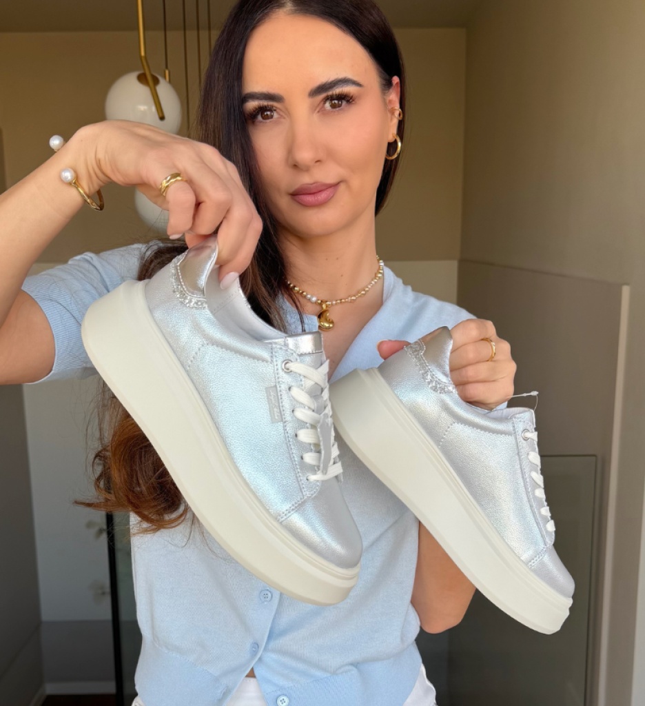 Pantofi Casual Lalere Argintii Eleganți