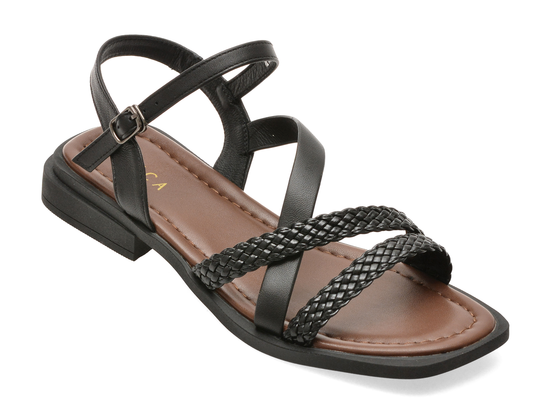 Sandale EPICA negre D755 din piele naturală