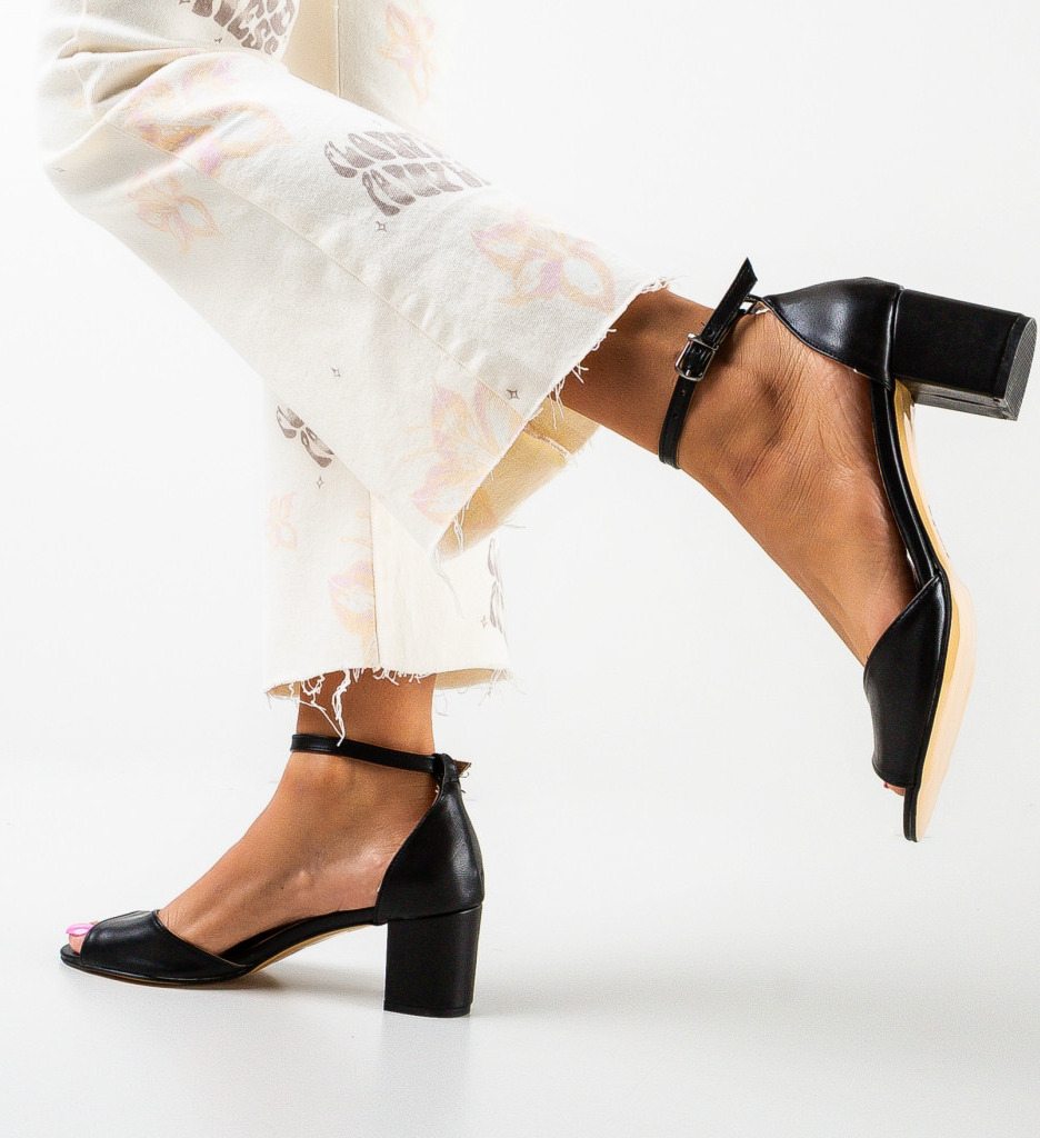 Sandale Miko Negre cu Toc Elegant - imagine 4