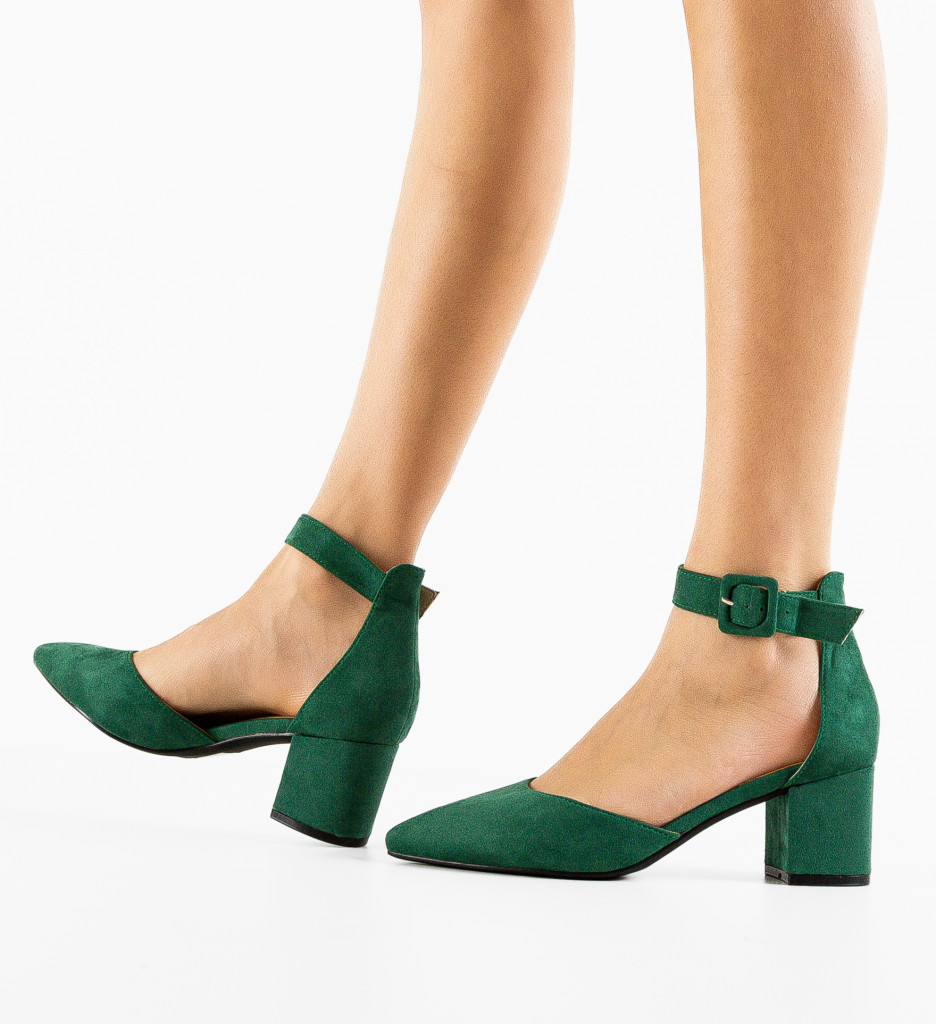 Pantofi Dama Anerose Verzi cu Toc Eleganți