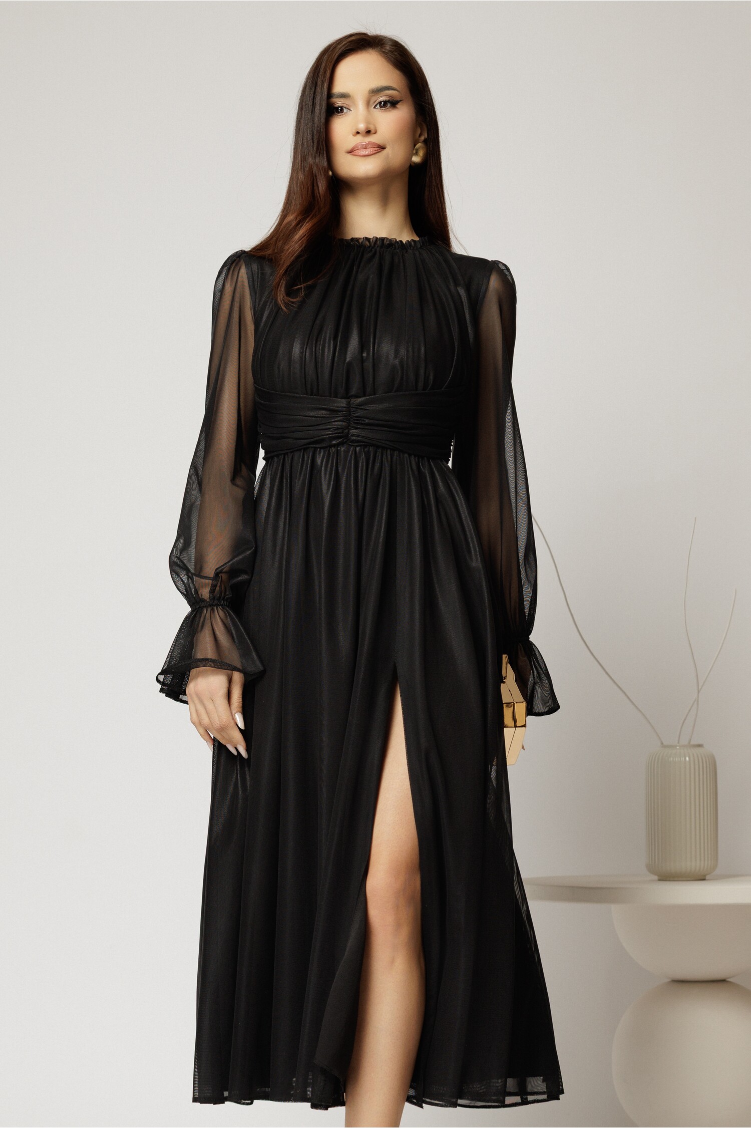 Rochie neagra ocazie tull DY Fashion