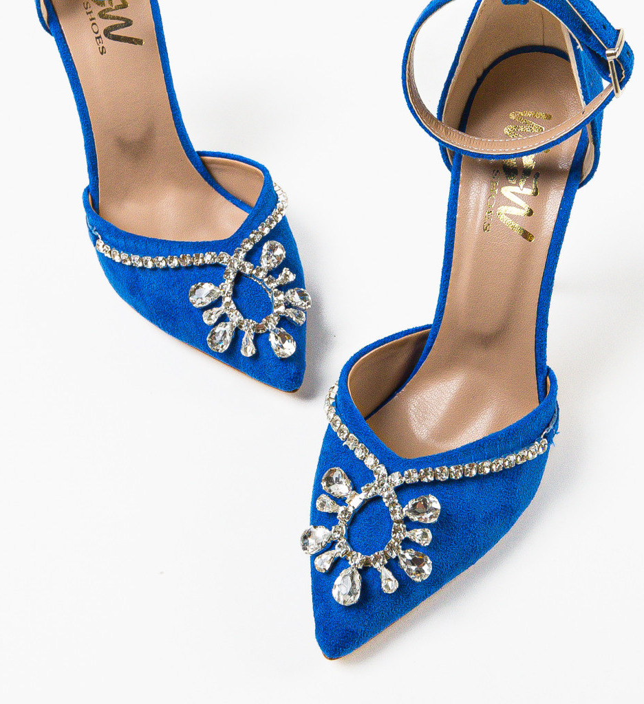 Pantofi dama Alabyna albastri cu toc elegant