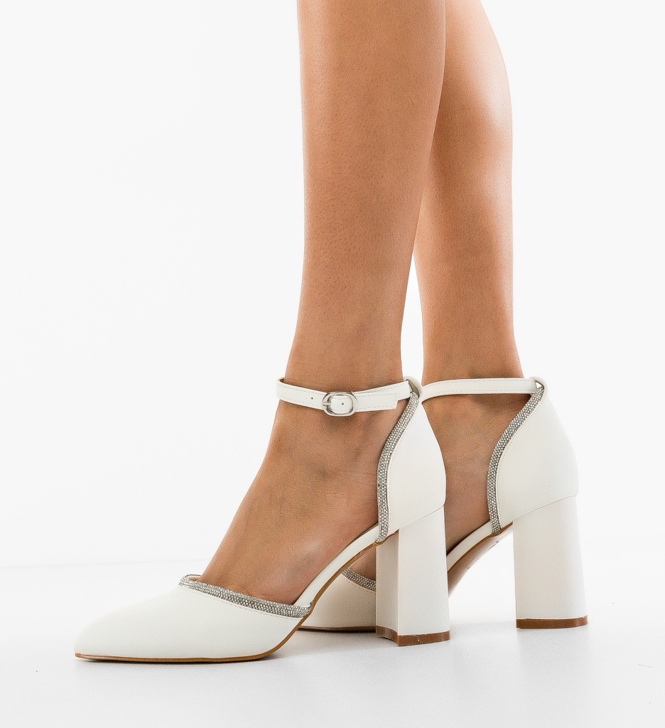 Pantofi Jaden Albi cu Toc - Eleganță și Stil - imagine 2