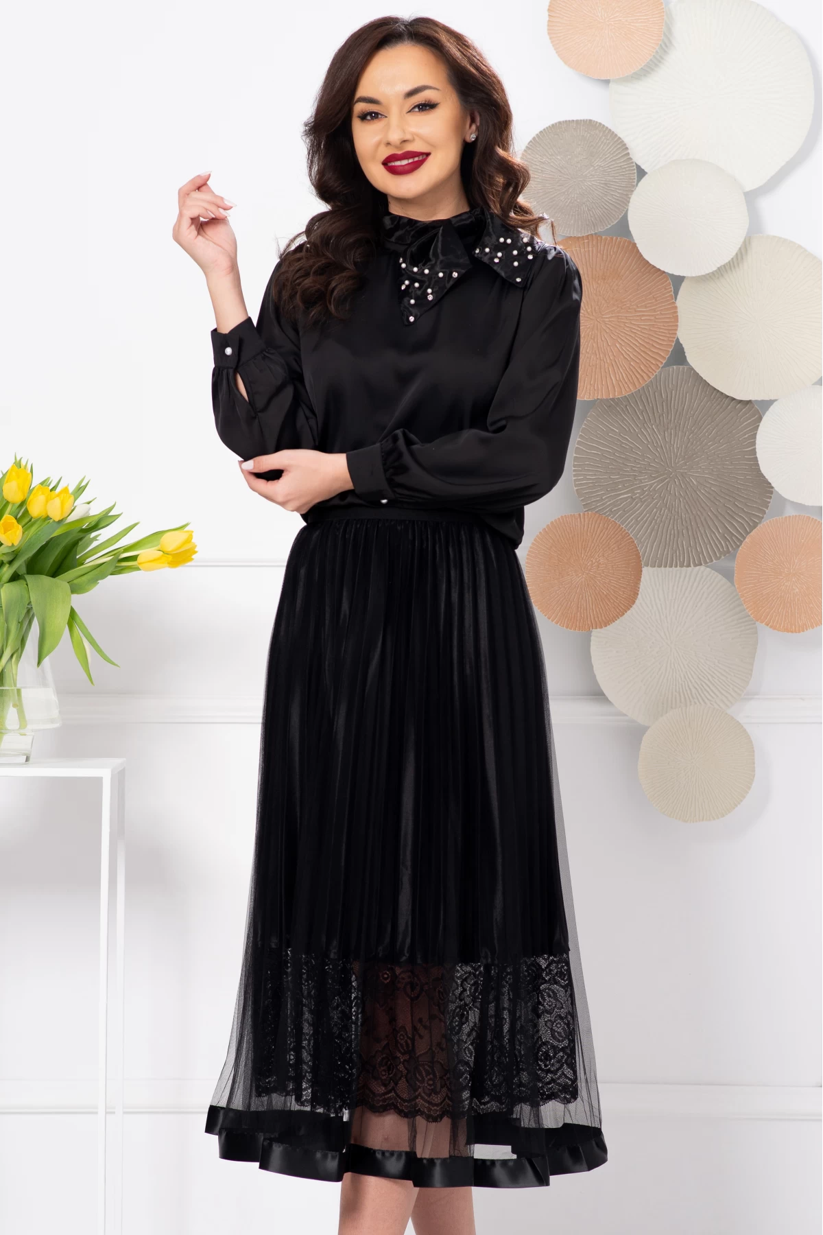 Bluza Eleganta Ella Collection Voal Negru - imagine 1