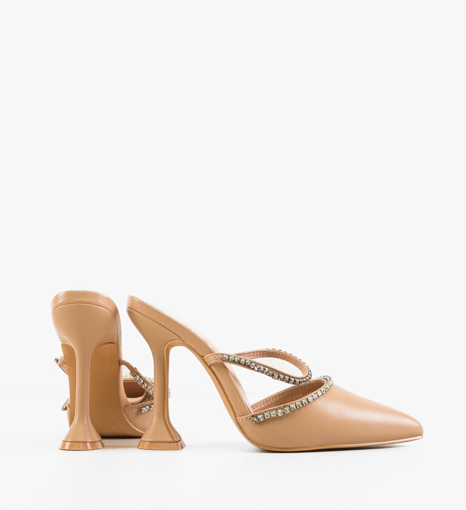Pantofi Dama Leslie Nude cu Toc Eleganți - imagine 4