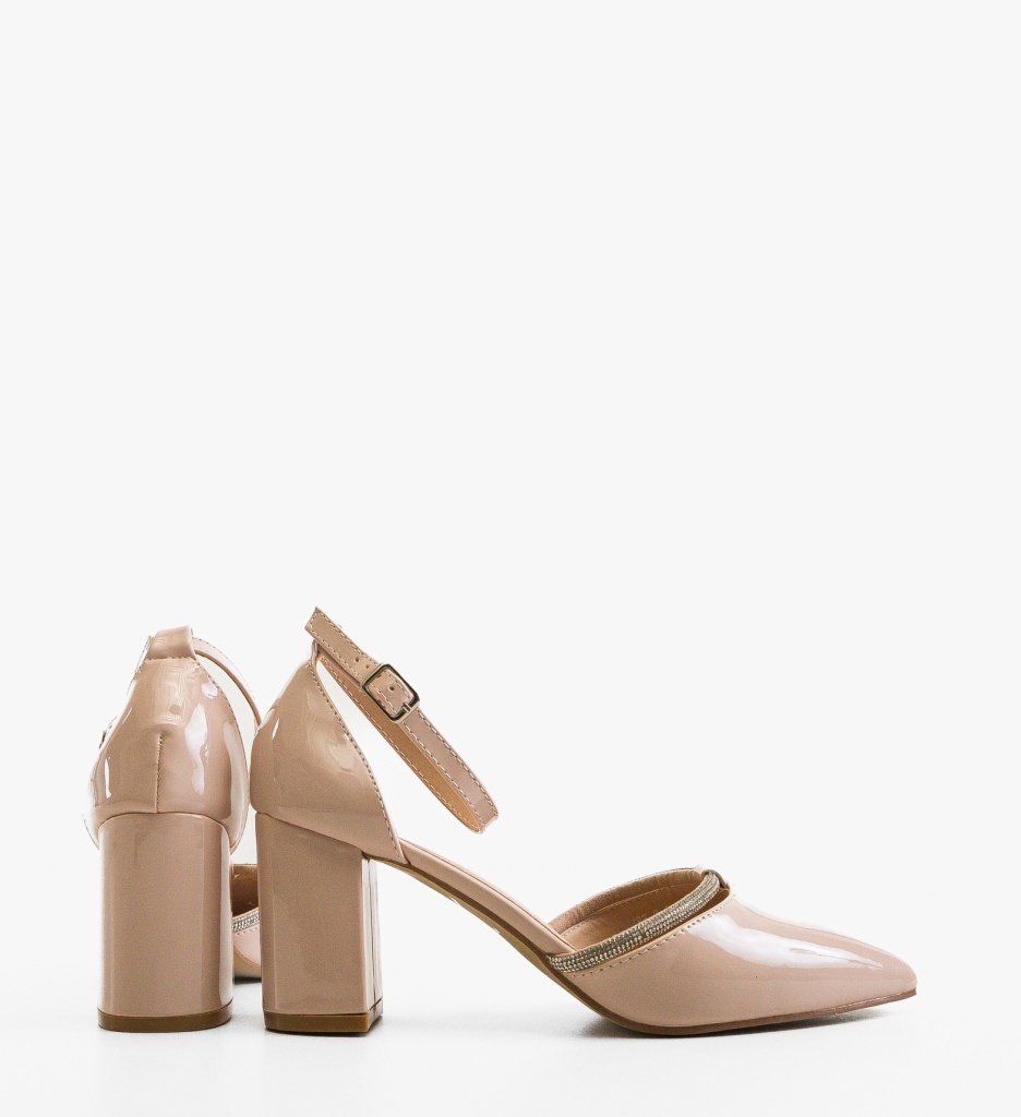 Pantofi Dama cu Toc Delores Beige Eleganți - imagine 4