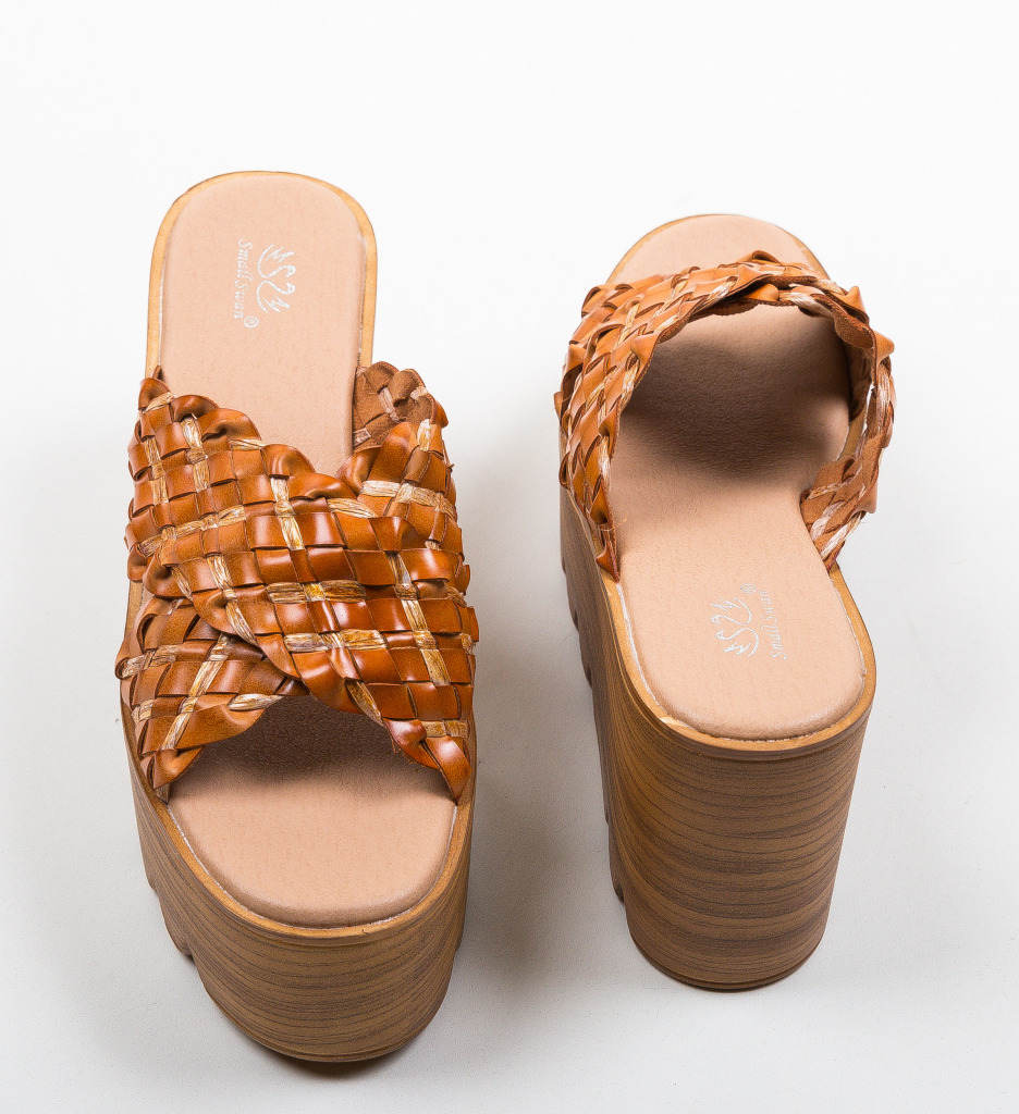 Sandale Platforme Ellie Camel Elegante - imagine 5