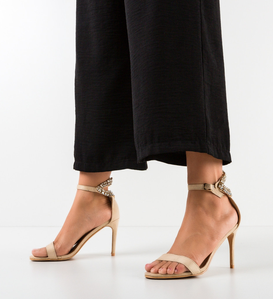 Sandale Johnson Bej Elegante cu Toc - imagine 2