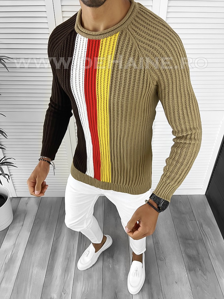 Pulover Barbati Maro Slim Fit Stil Modern