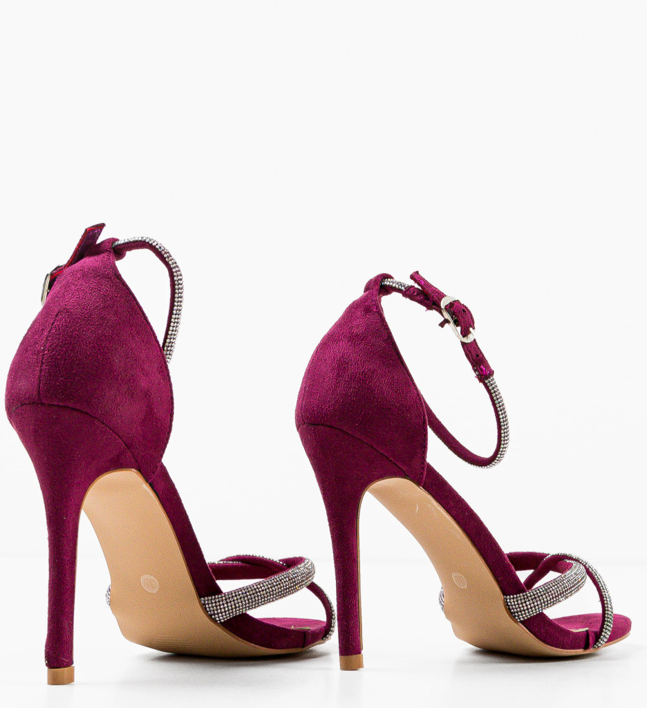 Sandale Tigan Mov Elegante cu Toc - imagine 7