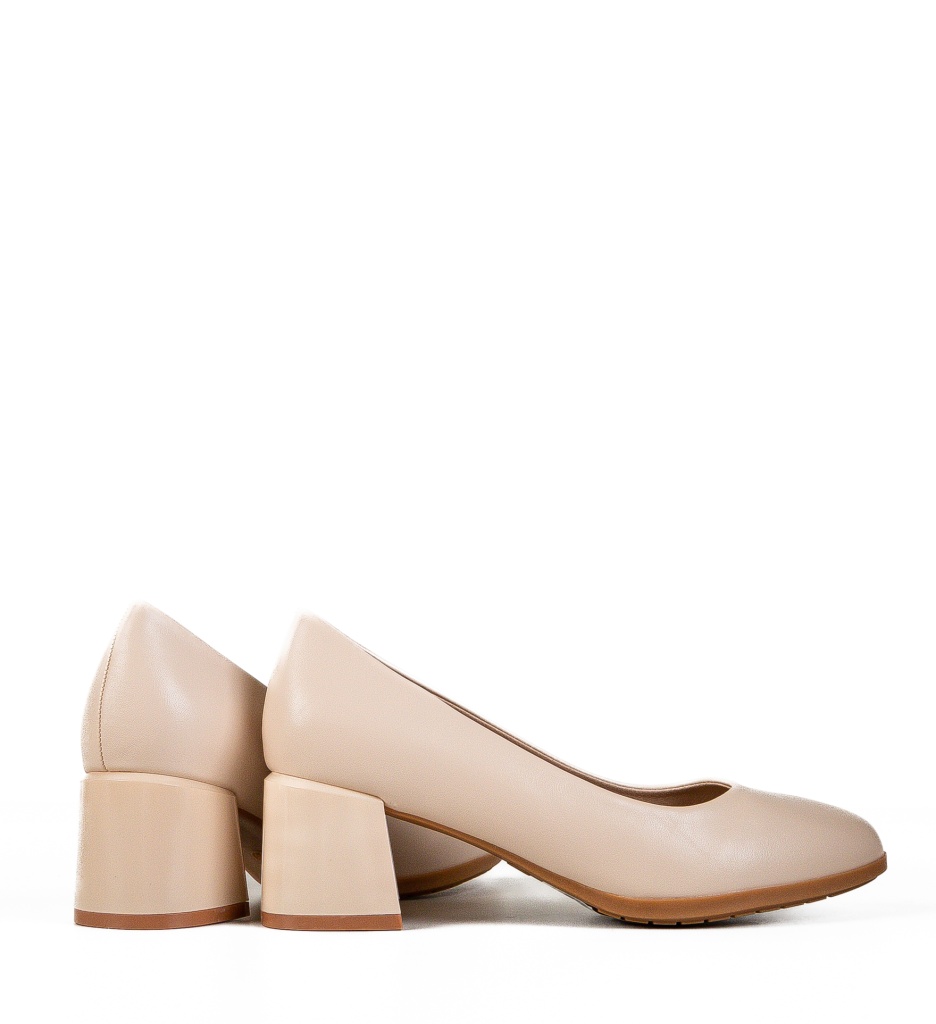 Pantofi Dama Gintha Bej cu Toc Eleganți - imagine 5