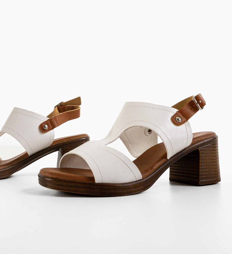 Sandale cu toc Ashton Albe | Eleganță și Stil - imagine 4