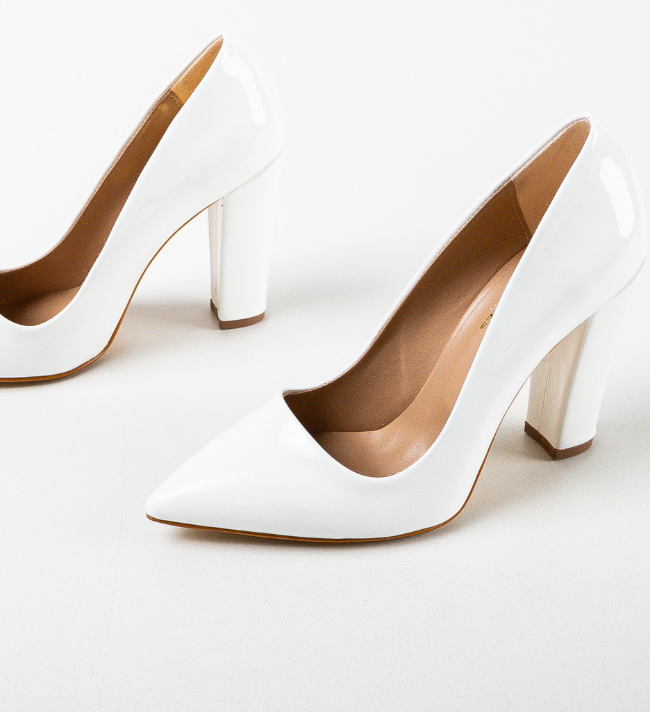 Pantofi dama Clash Albi cu toc elegant - imagine 6