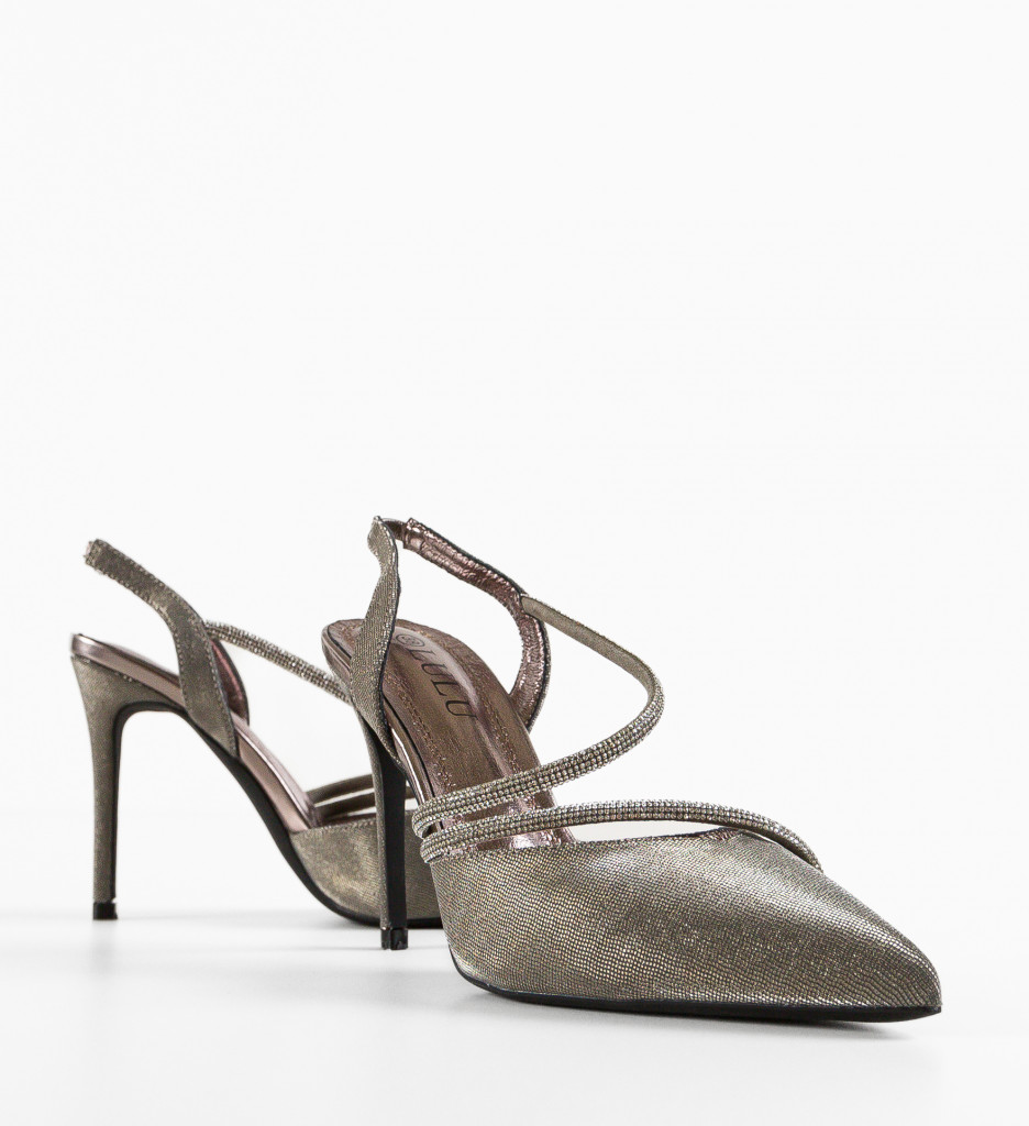 Pantofi Lemartes Gri cu Toc Eleganți - imagine 9