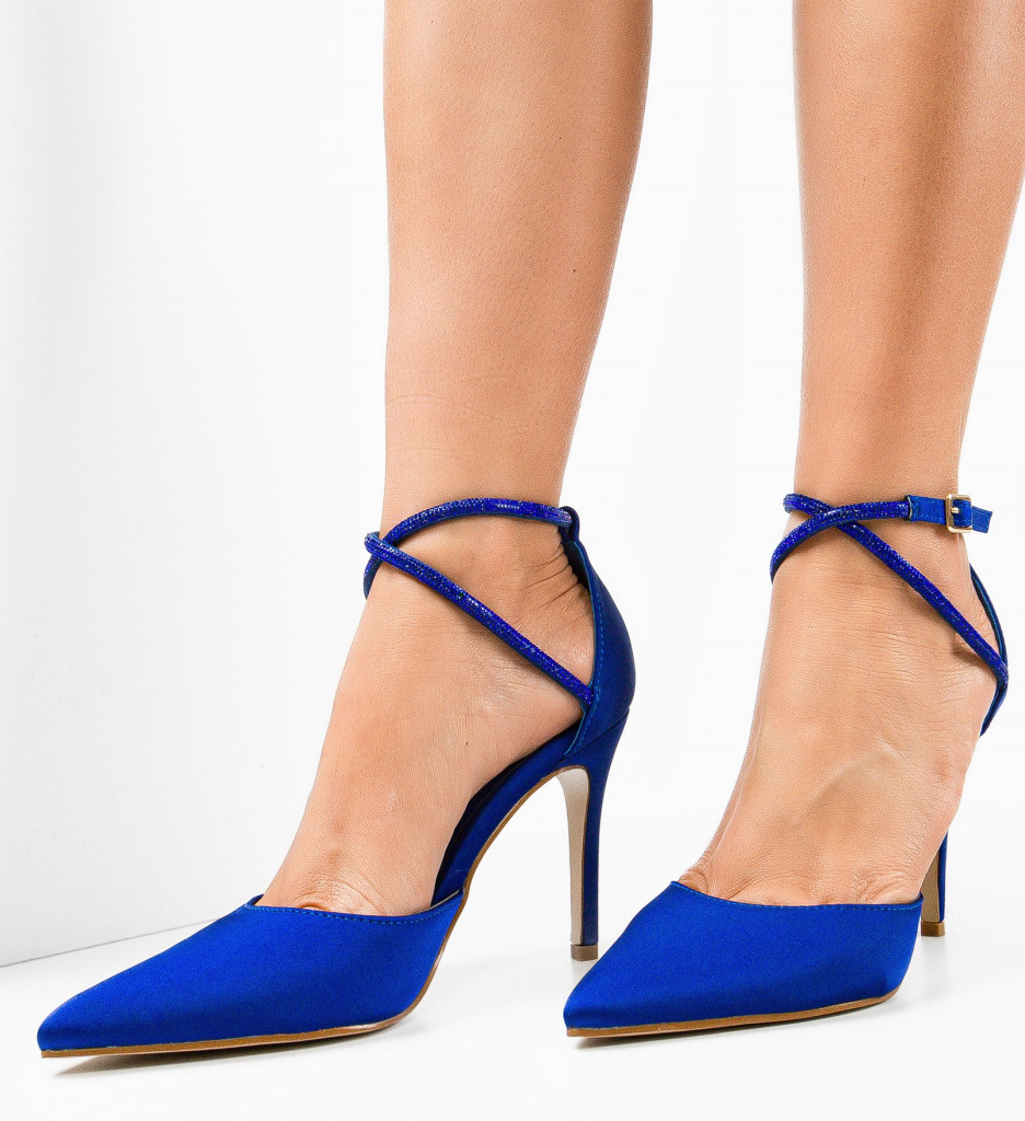 Pantofi dama Aidan Albastri 2 cu toc eleganți - imagine 3