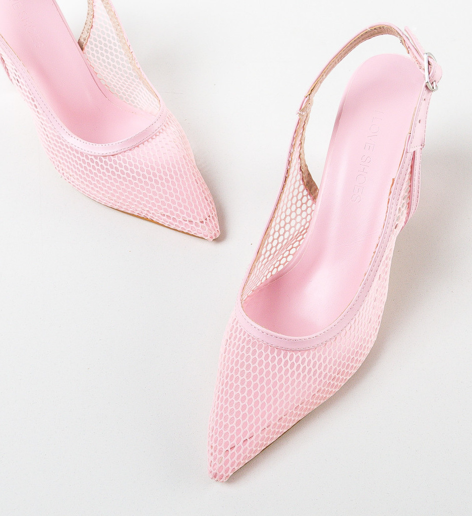 Pantofi Dama Caresy Roz cu Toc Eleganți - imagine 6