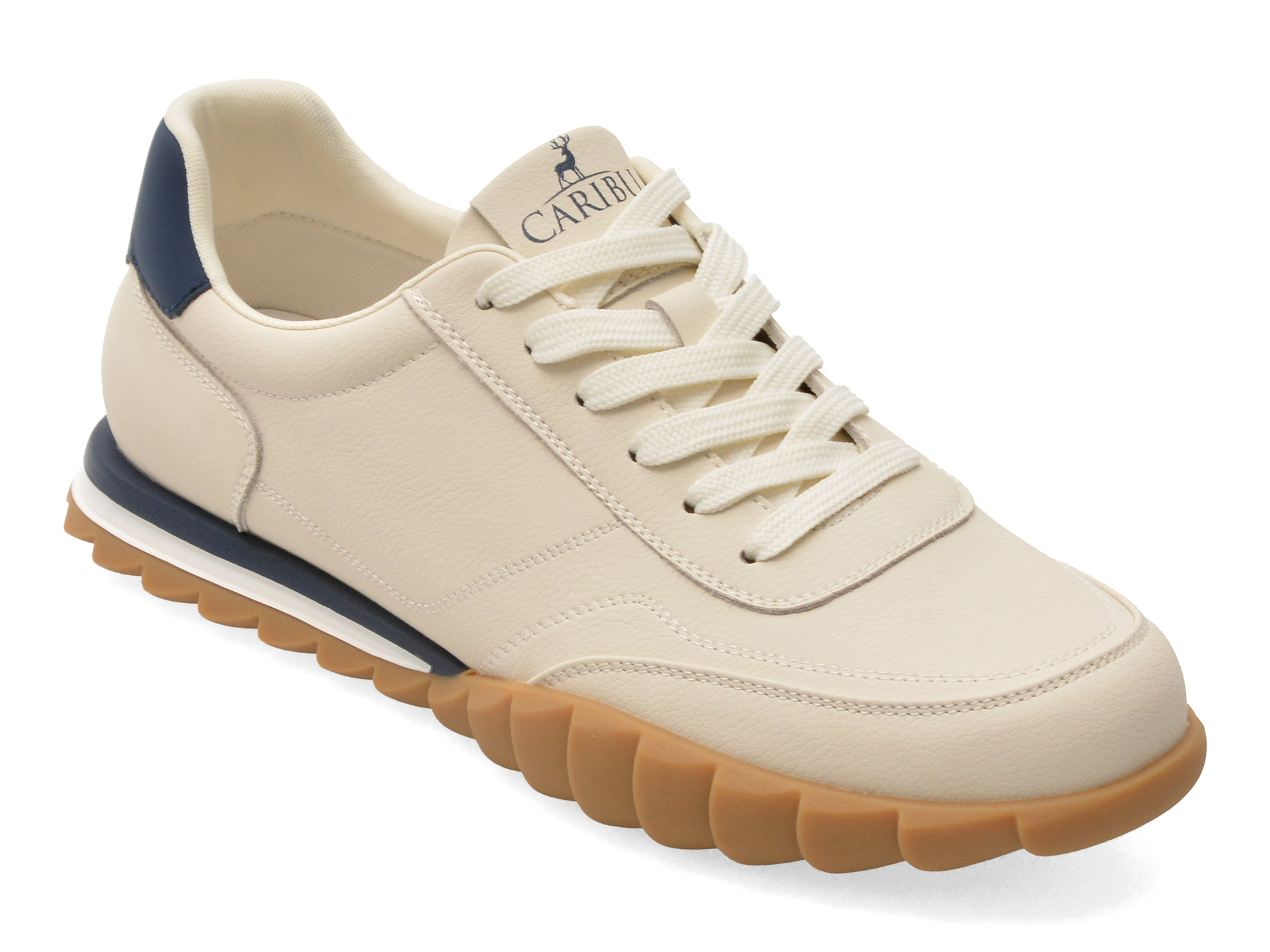 Pantofi sport CARIBU albi, piele naturală