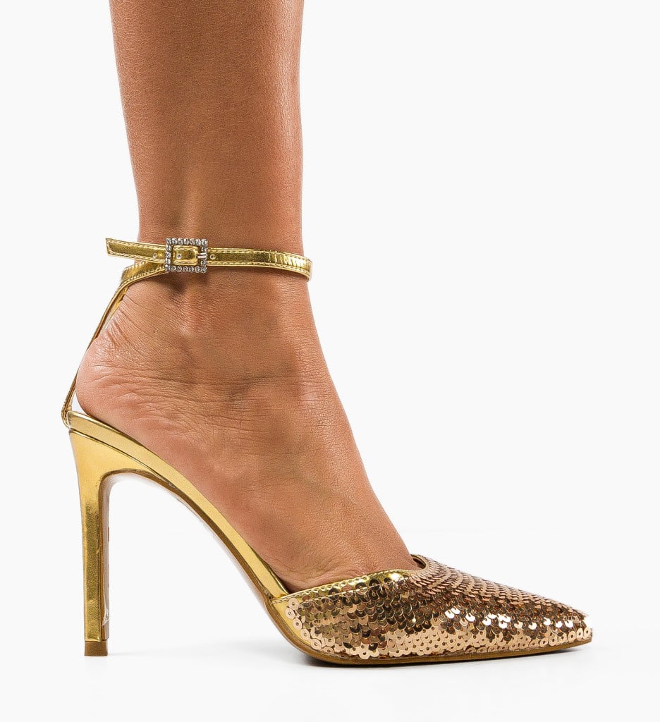 Pantofi Dama Zhelimi Aurii cu Toc Eleganti - imagine 6