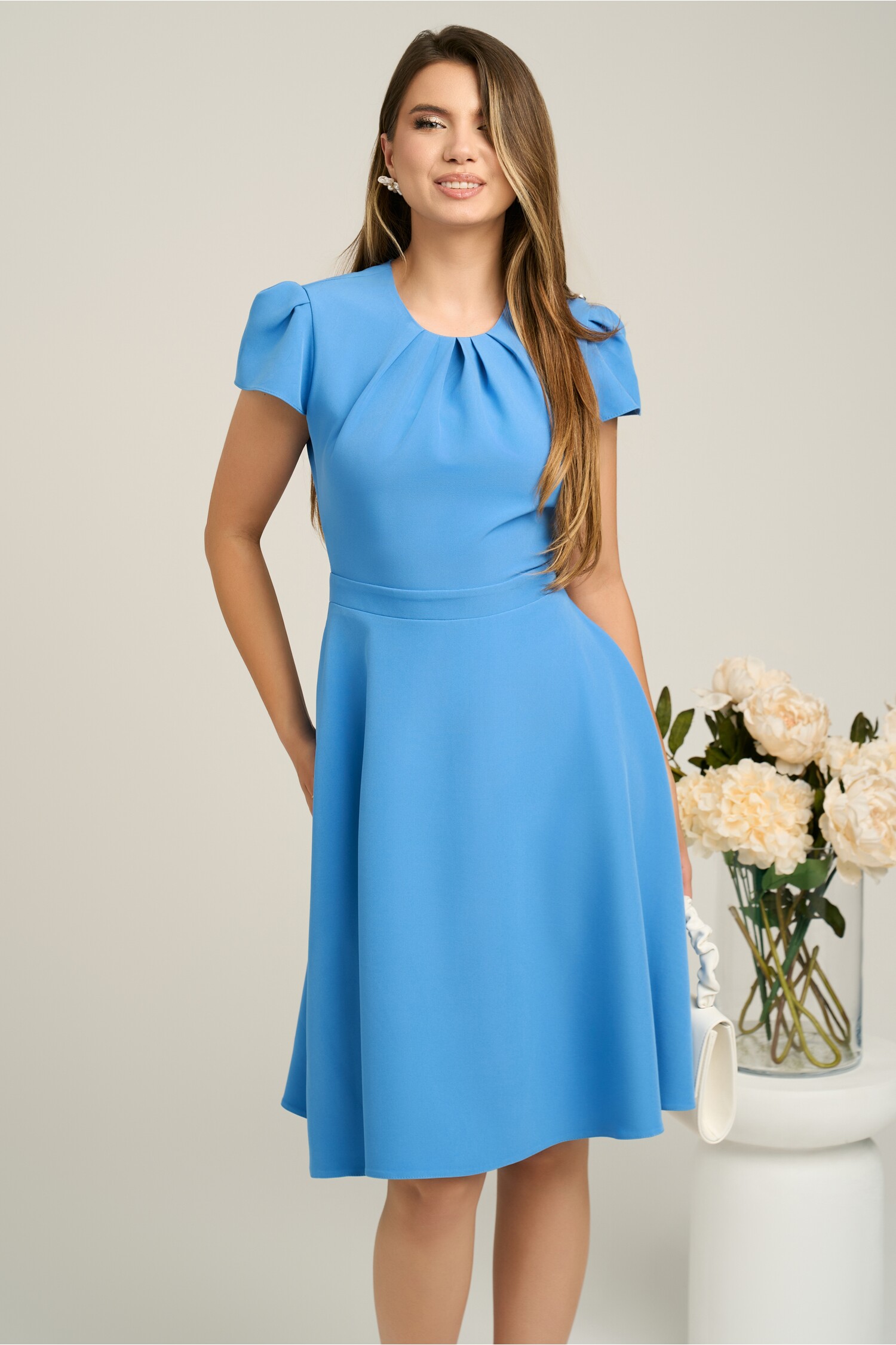 Rochie DY Fashion Eleganta Bleu cu Spatele Gol