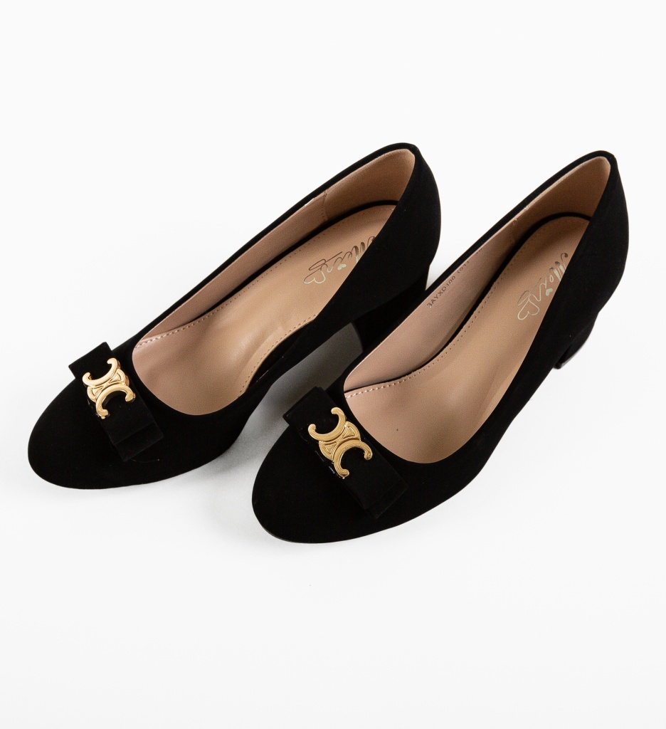 Pantofi dama Ladymaz Negri cu Toc Eleganți - imagine 6