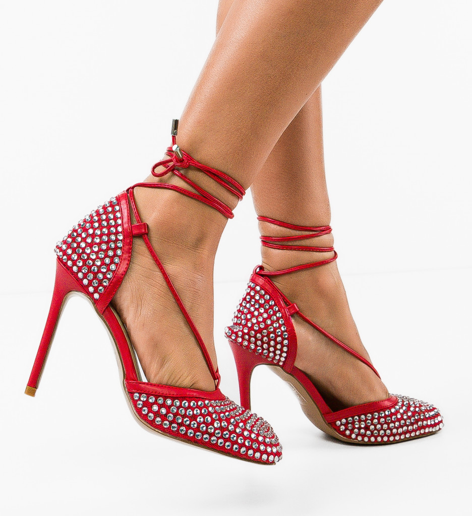 Pantofi Dama Rosii cu Toc Delores - Eleganță - imagine 3
