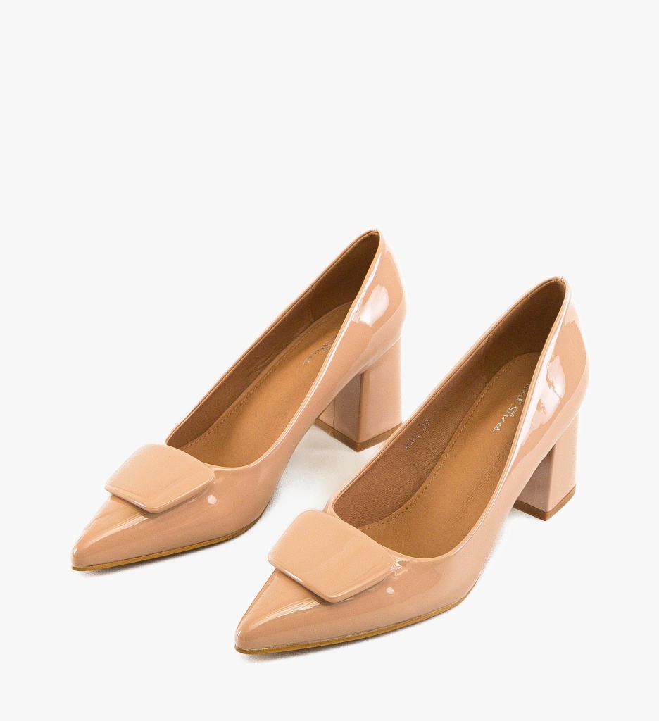 Pantofi Dama Roanda Nude Eleganți cu Toc - imagine 2
