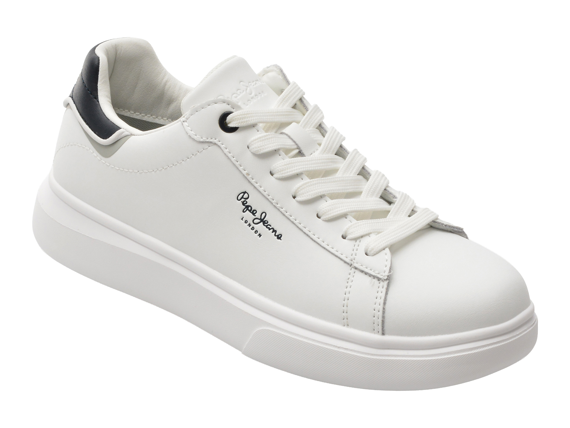 Pantofi PEPE JEANS albi din piele naturală