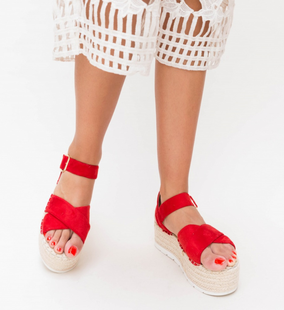 Sandale Platforma Rosii Daja | Stil si Confort - imagine 2