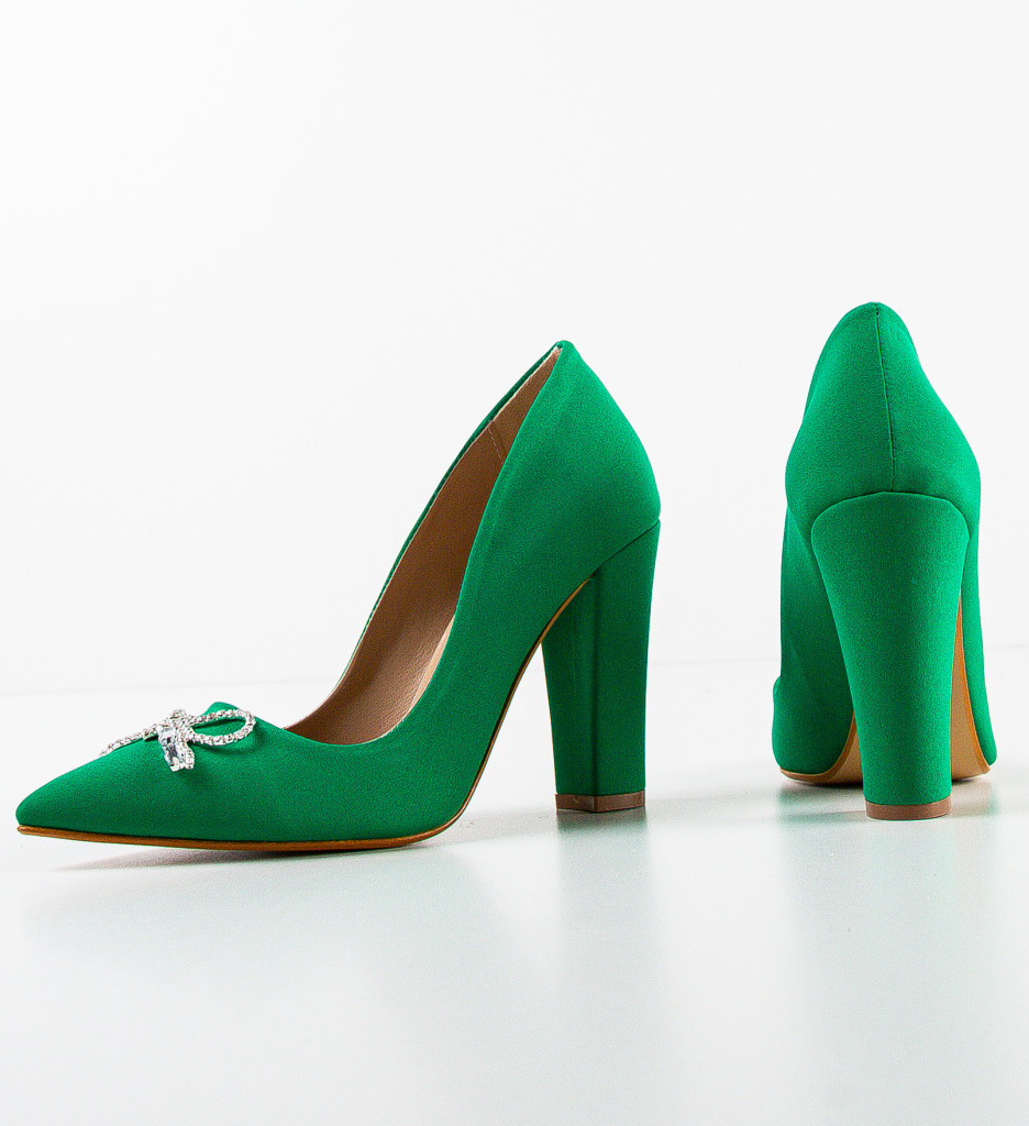 Pantofi dama Saxona Verzi cu Toc Elegant - imagine 6
