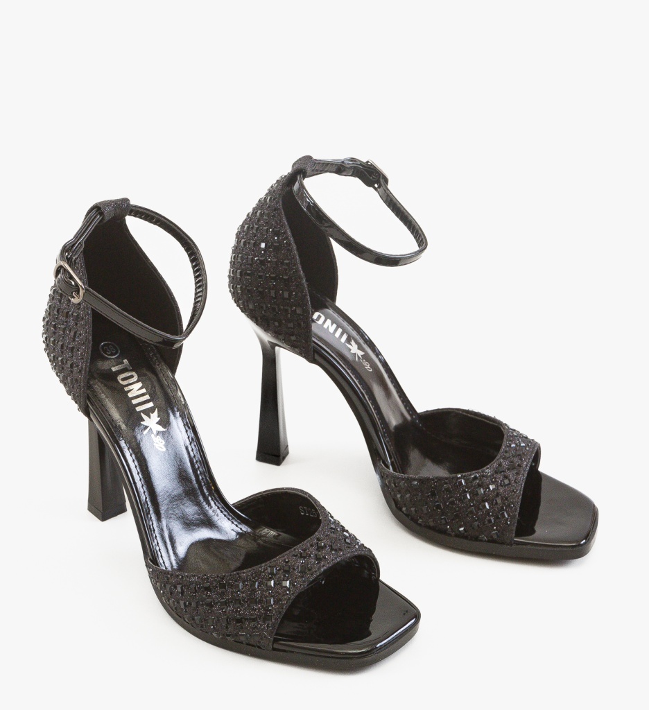 Sandale cu toc Yaheu Negre | Eleganță și Stil - imagine 5