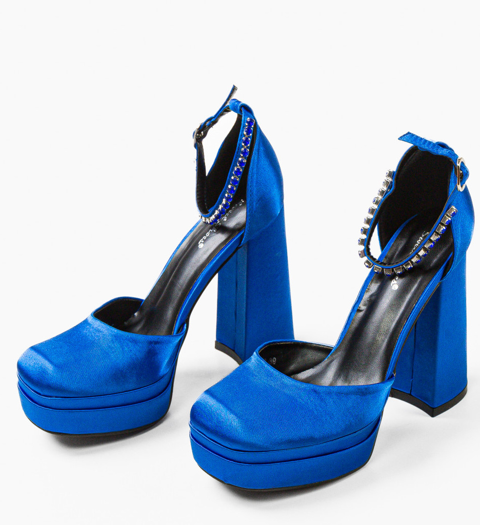 Pantofi Servaas Albastri Eleganți cu Toc - imagine 6