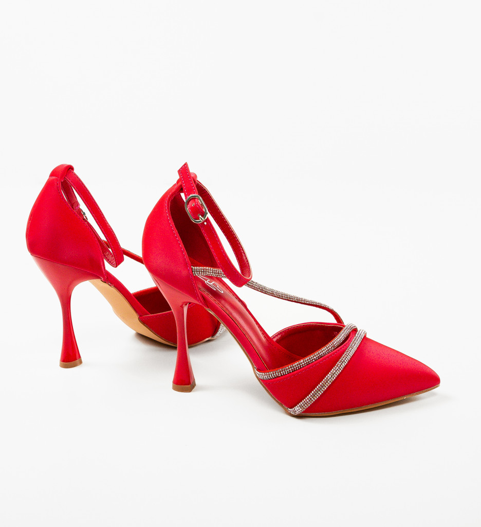 Pantofi Fulber Rosii cu Toc - Stil Elegant - imagine 7