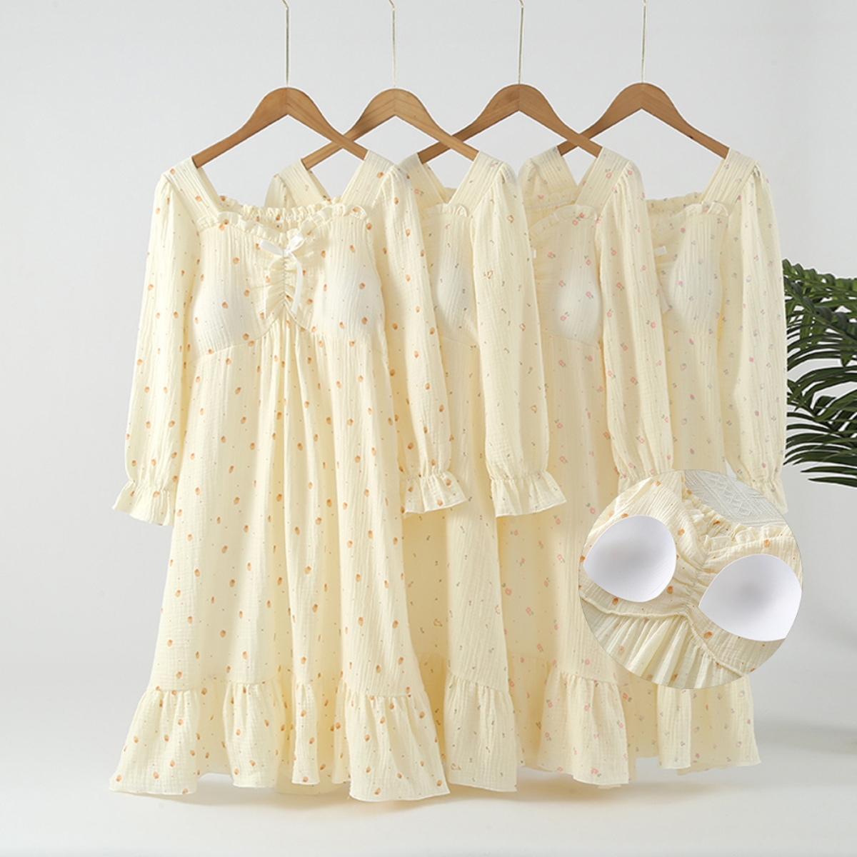 Cămașă de noapte Delis Elegance Night Bumbac Crem - imagine 8