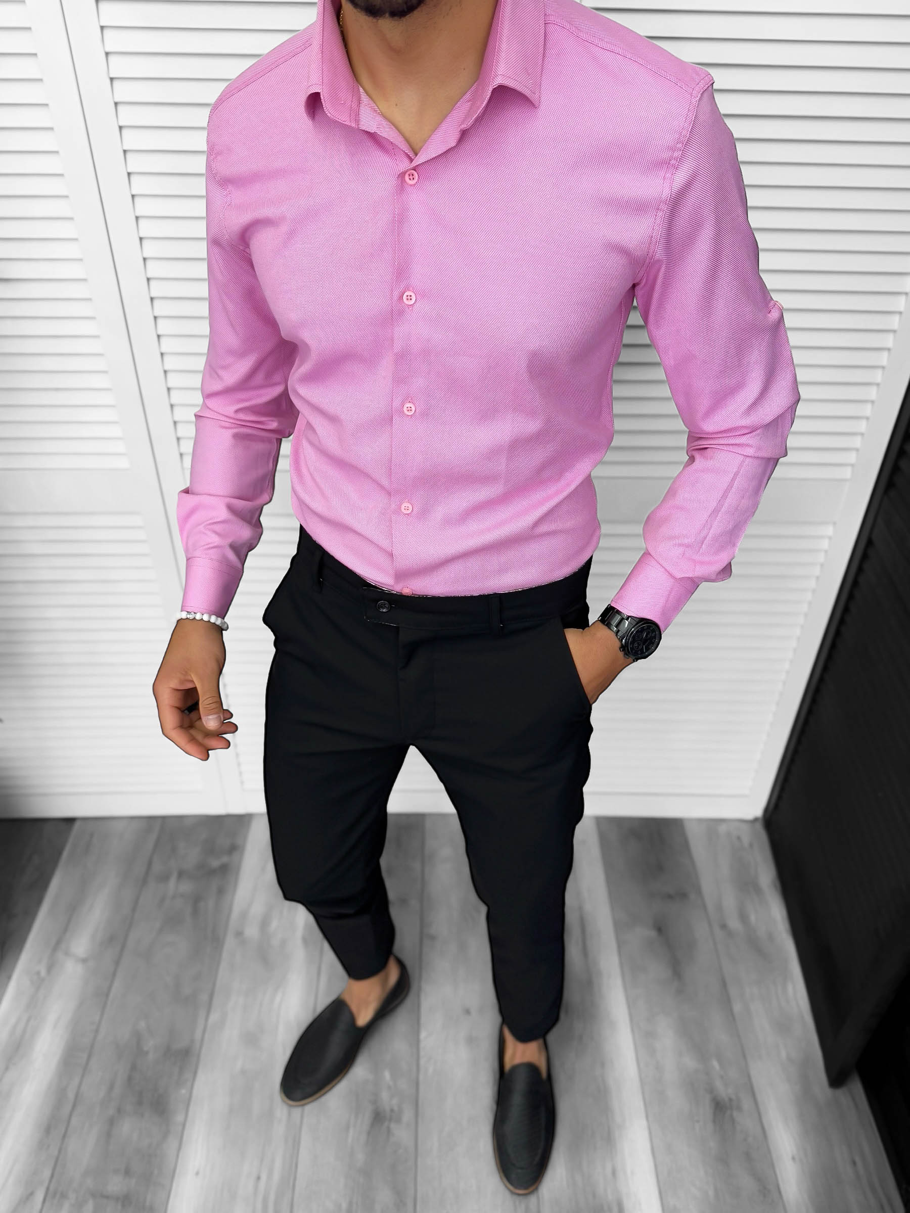 Cămăși Bărbătești BATAL Roz Slim Fit Elegante